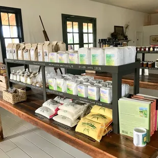 shelves of coffee and other products
