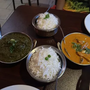 Paneer saag and Butter Chicken