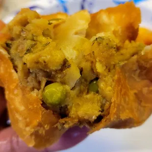 Inside tge vegetable samosa