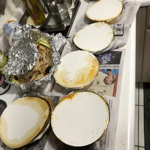 a messy kitchen counter