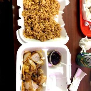 Pepper steak with fried rice