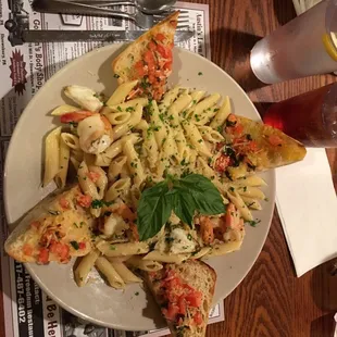 Seafood Scampi - Penne Pasta, Lump Crabmeat, Jumbo Shrimp, Jumbo Scallops, and Bruschetta