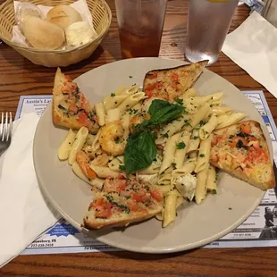 Seafood Scampi with Penne Pasta and Bruschetta