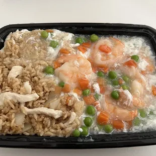 Shrimp with lobster sauce platter