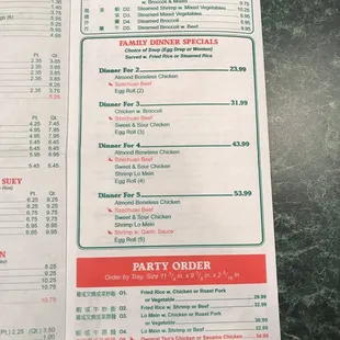 Current menu