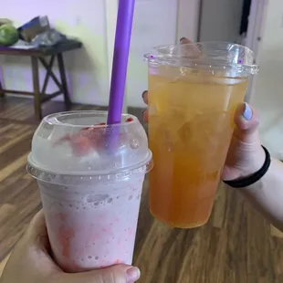 Strawberry Cheesecake Shake and Peach Rings