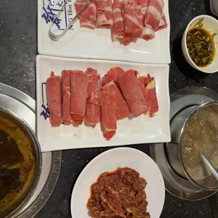 Fatty beef, tender beef, spicy beef