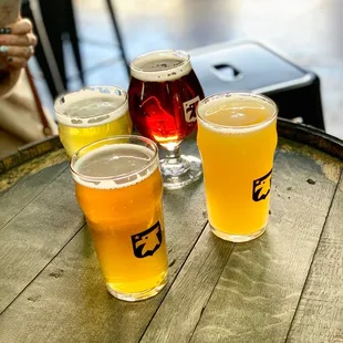 four beers on a barrel