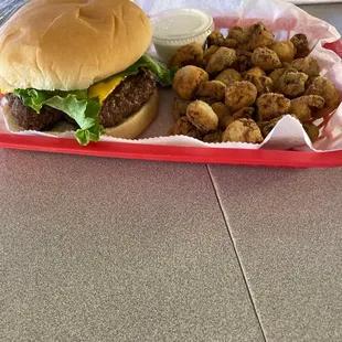 Cheese Burger and mushrooms