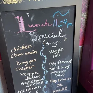 Specials at lunch time 11am-4pm
