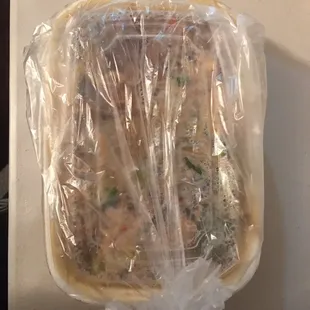 I really appreciated this Lo Mein Combo dish being put in a plastic bag to prevent a mess.