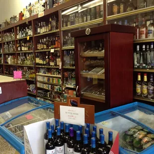 bottles of wine on display