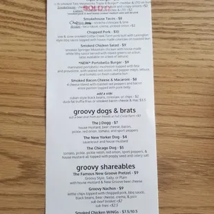 The food menu