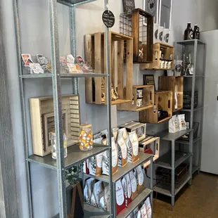 shelves of various items