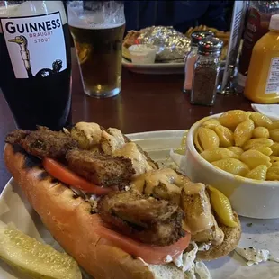 Shrimp Po Boy Sandwich w/ Mac and Cheese
