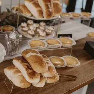 Cocktail buns and egg tarts at our wedding