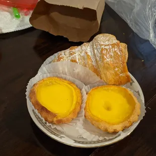 Egg tarts are $1 each or 3 for $2.50. Cream Horn is $2.25