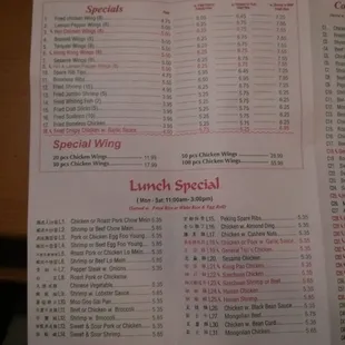 menu