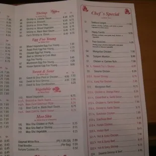 menu