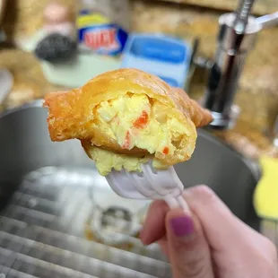 Fried Crab Cheese Puff... the filling is weird, has like a light curry taste.