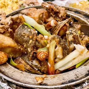 Fried Sea Bass Pot