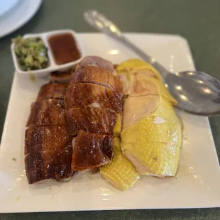 Half duck and empress chicken combo