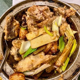 Fried Sea Bass Pot