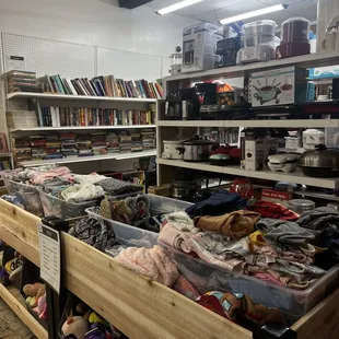 Kids' clothes, books, and kitchen appliances!
