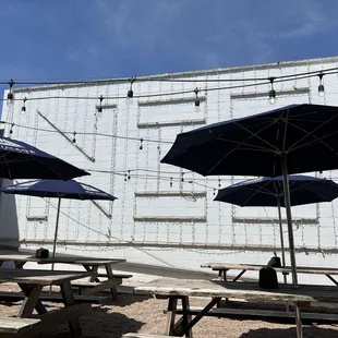 tables and umbrellas