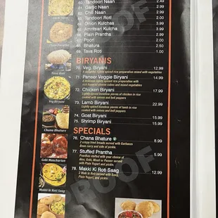 menu