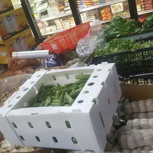 Fenugreek, mustard, kabocha, okra are just some of the raw veggies they had at a great price.