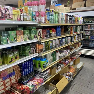 shelves in a grocery store