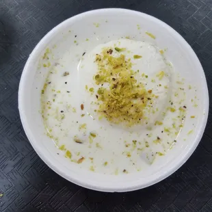 A sweet and delicious Indian dessert called Rasmali.  Perfect for after a spicy meal