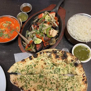 Chicken Tikka Masala, Chicken Tandoori Chicken (6pcs), Plain Basmati Rice &amp; Garlic Naan