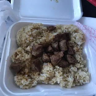 Hibachi steak and rice.