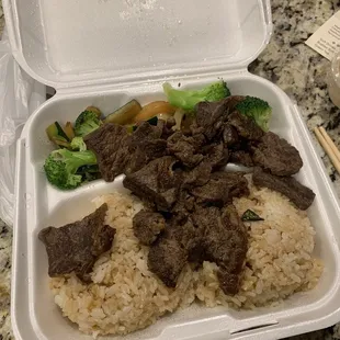Hibachi steak before adding the sauce