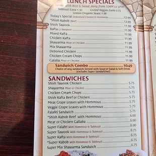 menu
