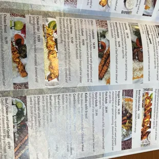the menu for the new kabob house