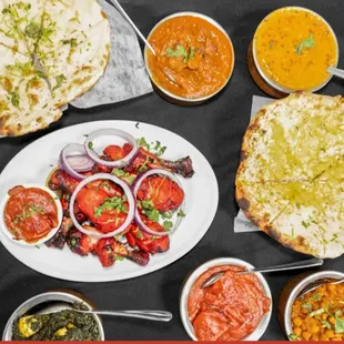 Delicious curries, Kabab with Naan Breads