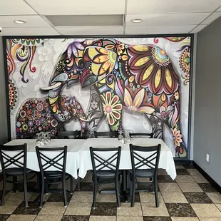 Fun murals throughout the restaurant.