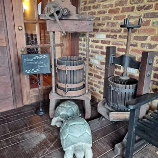 a tortoise and a wine press