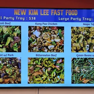 Party tray menu