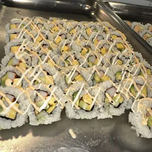 California roll topped with cream