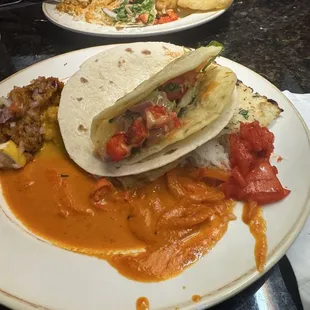 Various food including an Indian taco