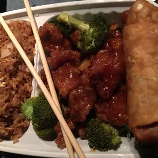 a plate of chinese food