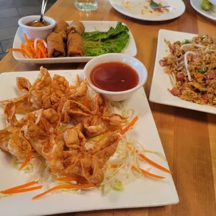 a variety of asian food