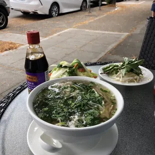 Chicken pho (large) with added side of veggies.  DELICIOUS