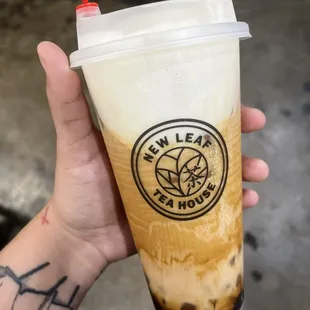 Brown sugar milk tea with boba , it was my first time trying and I have got to say 10/10 amazing service and very nice staff :)