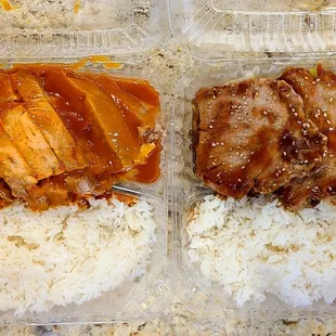 L2R: Roast Pork Over Rice (3 stars) and Marinated Porkchop Over Rice (1.5 stars)