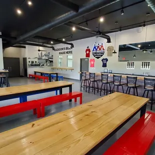 The tap room at the brewery has 8 of our beers on tap, snacks and games!